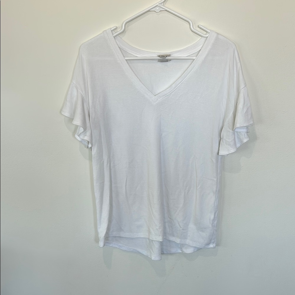 White V-Neck Women's Top